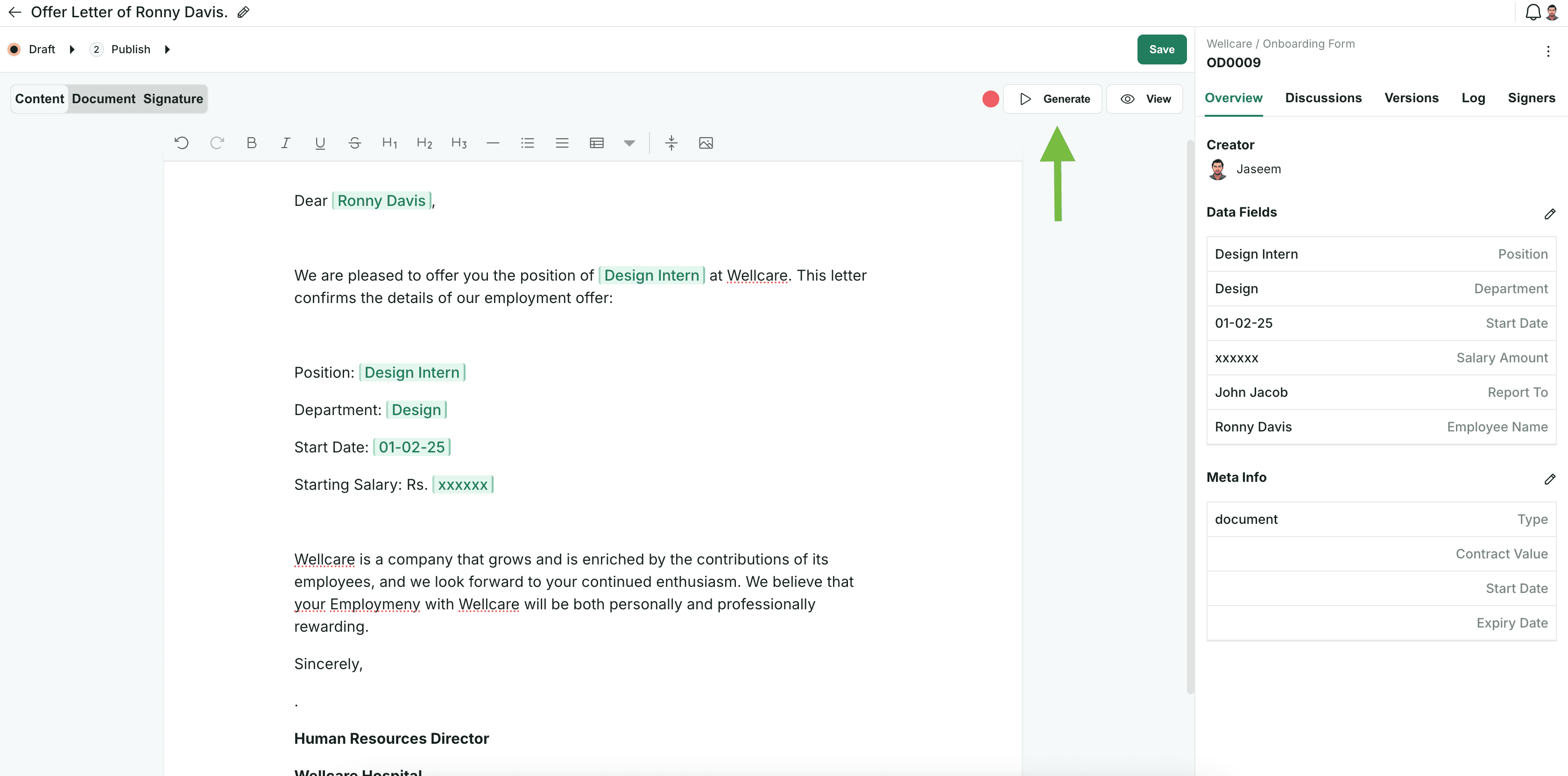 Generate Document