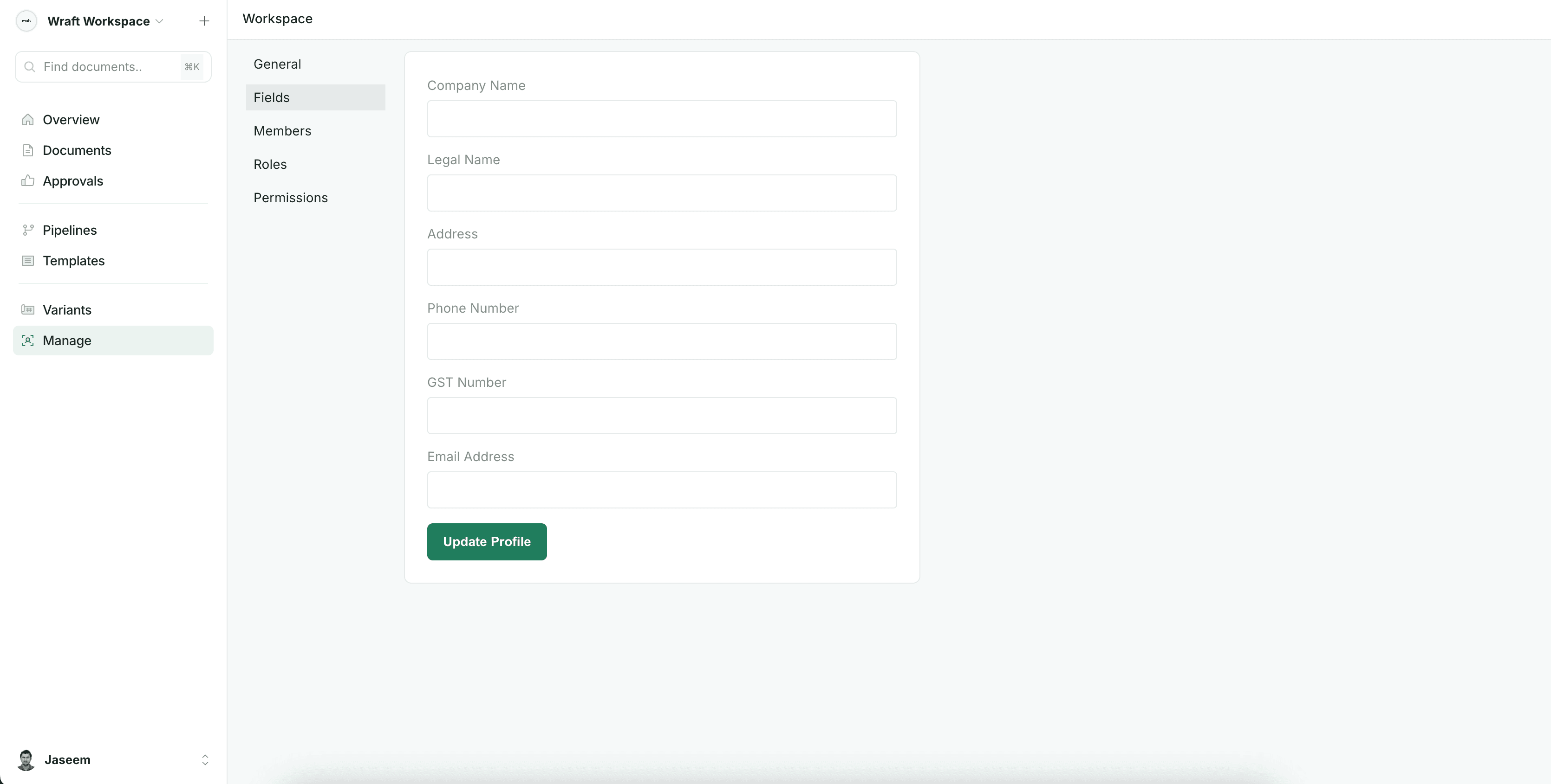 Workspace Fields