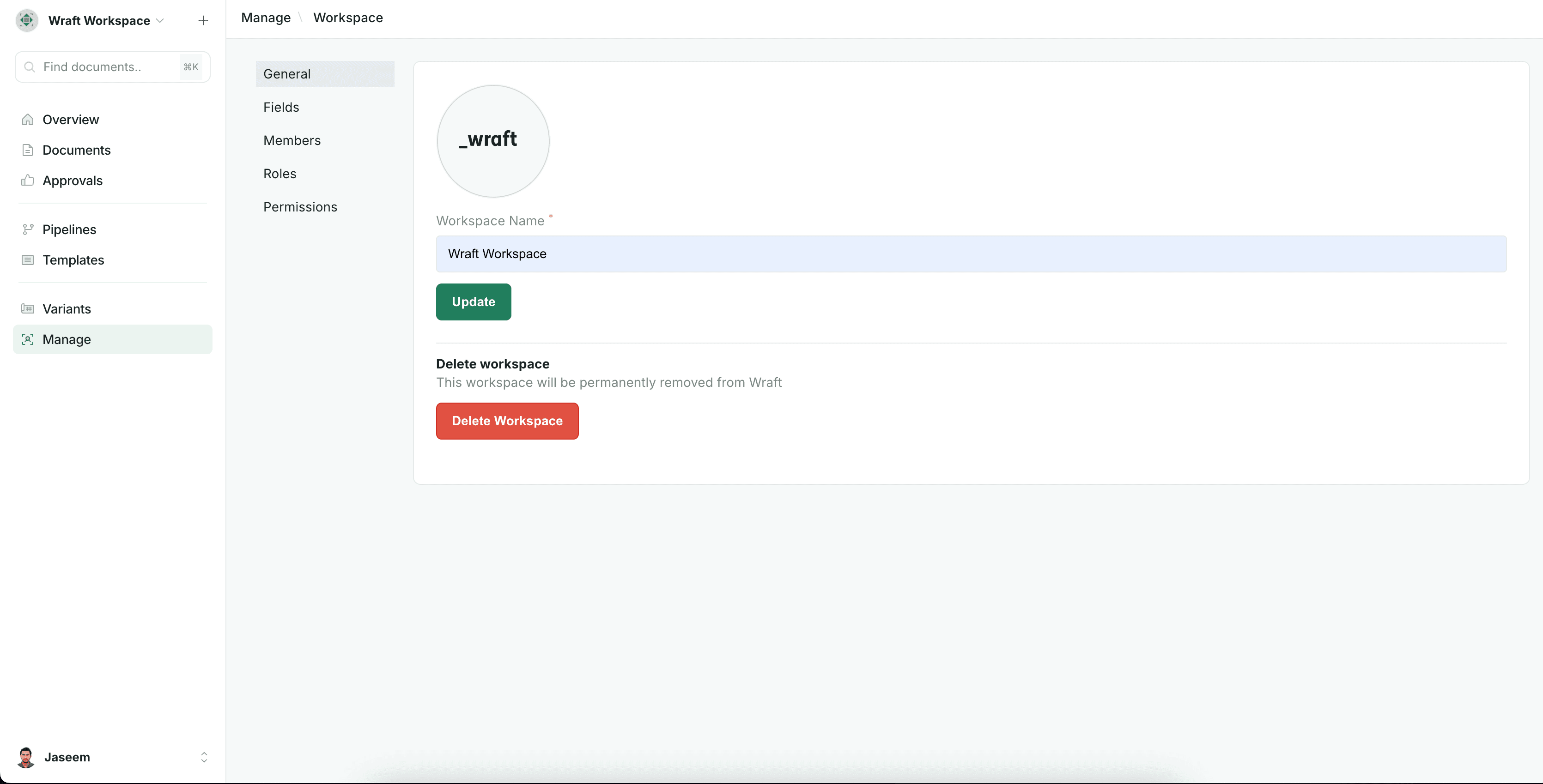 Manage Workspace